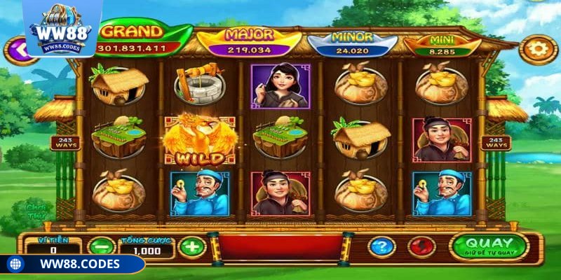 Bảng quay của game được cấu tạo bởi 15 ô vuông linh hoạt
