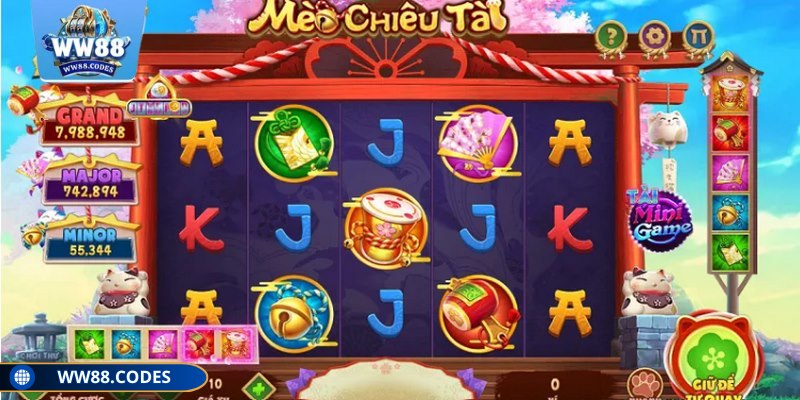 Mèo Chiêu Tài WW88 có các biểu tượng với ý nghĩa riêng