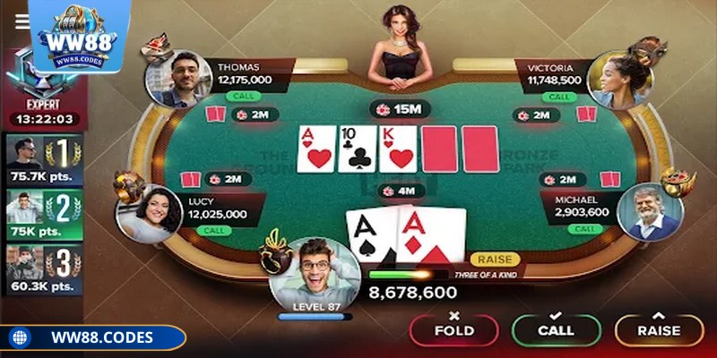 Poker WW88 nơi người chơi tận hưởng thử thách kỹ năng
